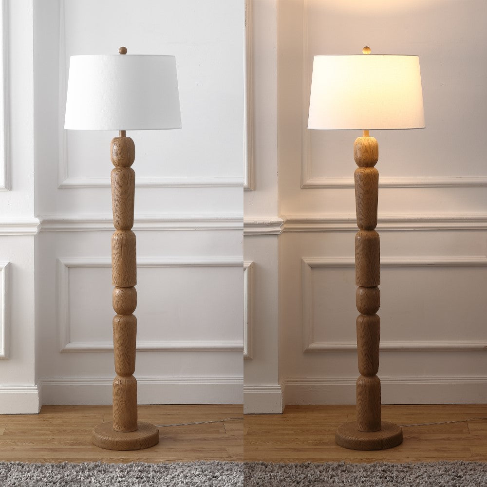 Elystra 61.5" Cottage Farmhouse Turned Resin/Iron LED Floor Lamp