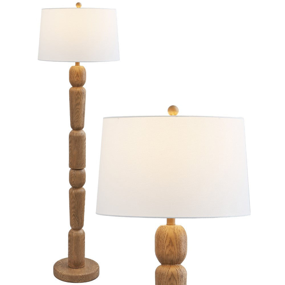 Elystra 61.5" Cottage Farmhouse Turned Resin/Iron LED Floor Lamp