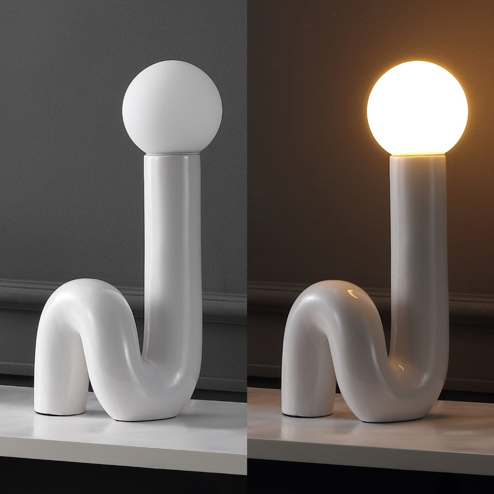 Fern 18" Scandinavian Minimalist Ceramic Spiral Tube LED Table Lamp