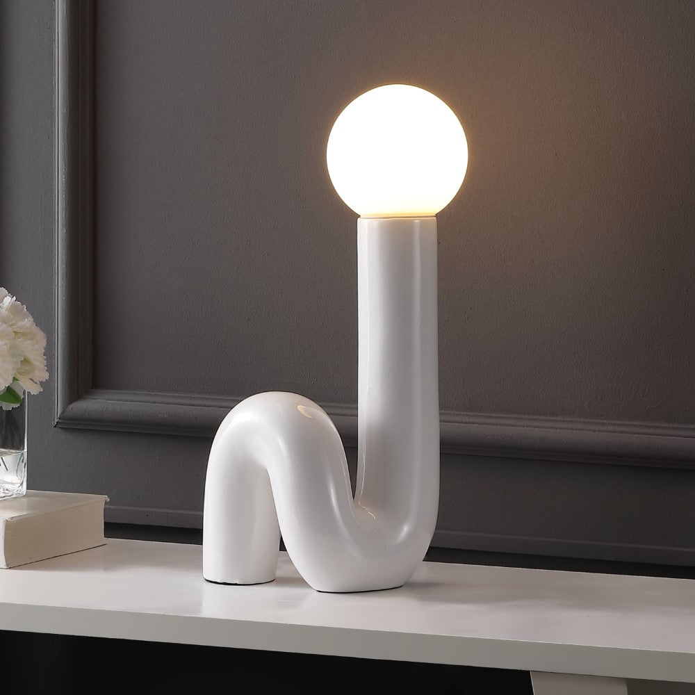 Fern 18" Scandinavian Minimalist Ceramic Spiral Tube LED Table Lamp