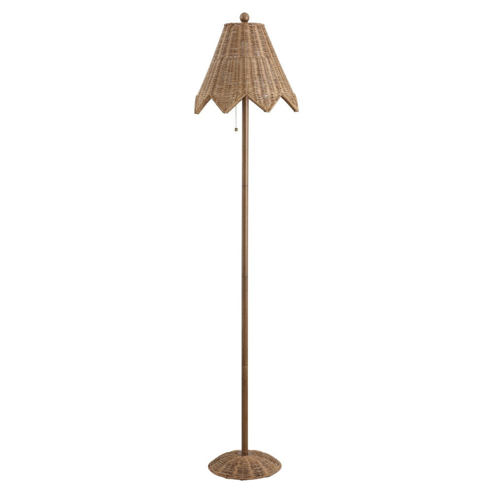 Excord 60.5" Traditional Coastal Rattan Scalloped LED Floor Lamp
