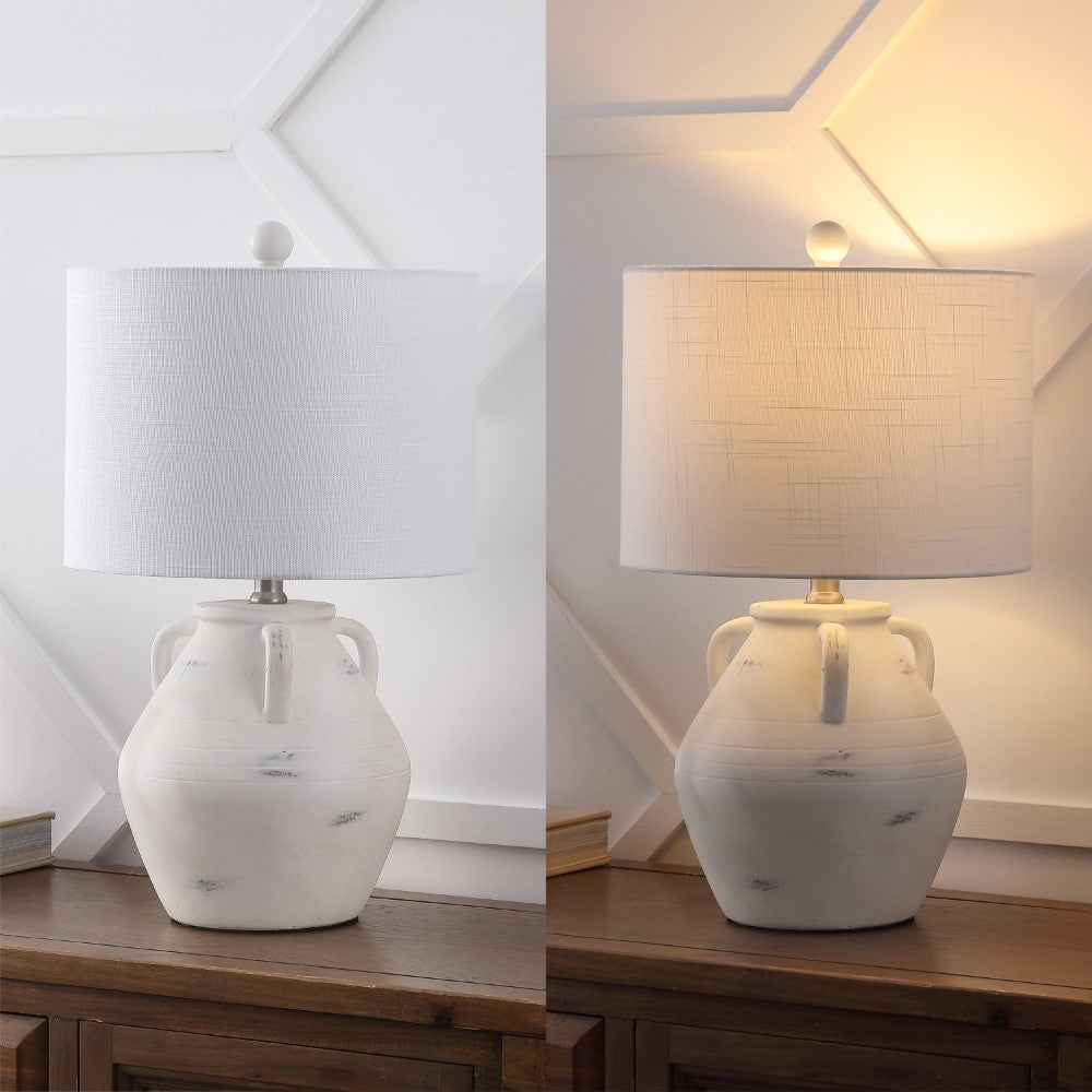 Azur 20.5" Rustic Coastal Pottery Jar LED Table Lamp Set 2