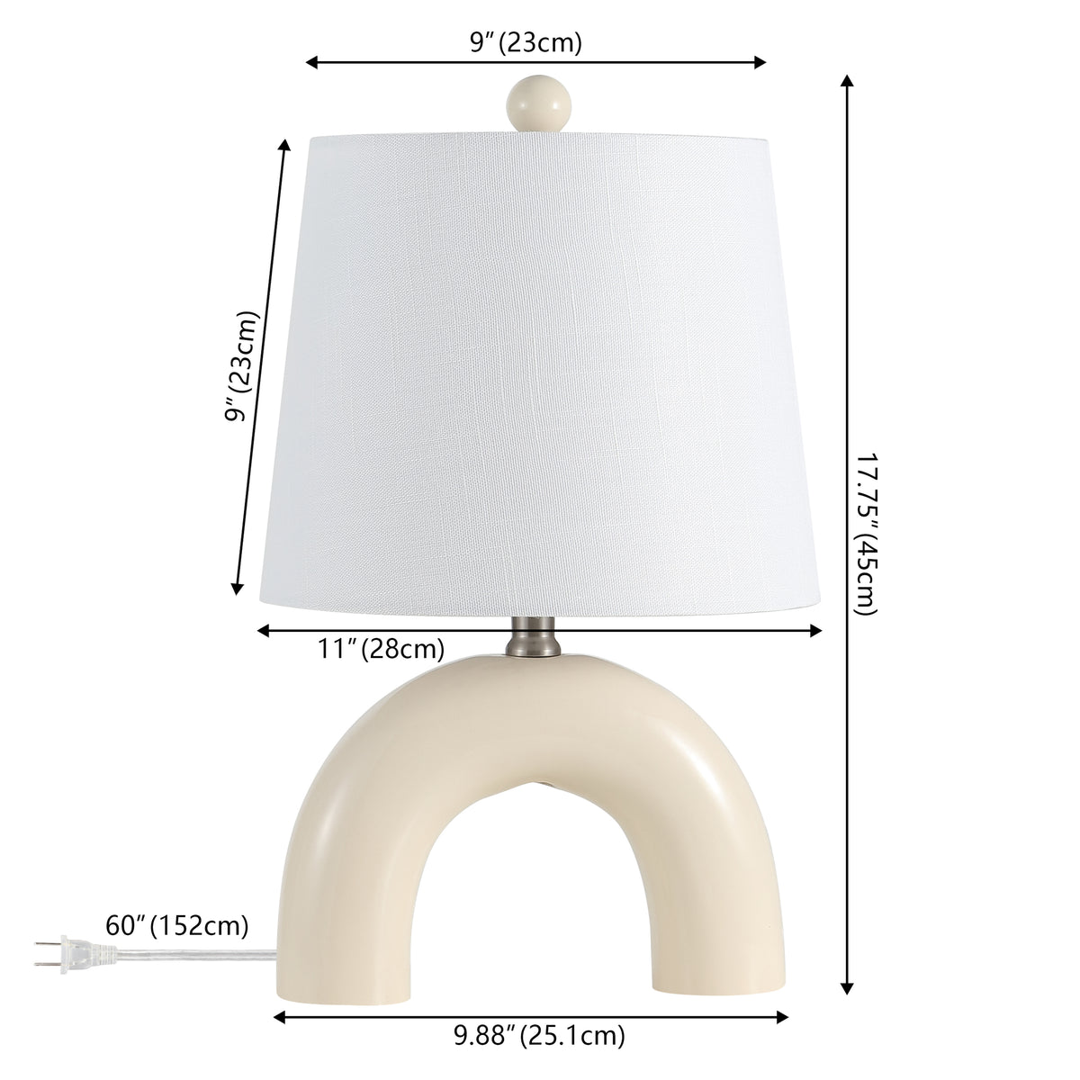 Nova 17.75" Scandinavian Minimalist Ceramic Arch LED Table Lamp Set 2