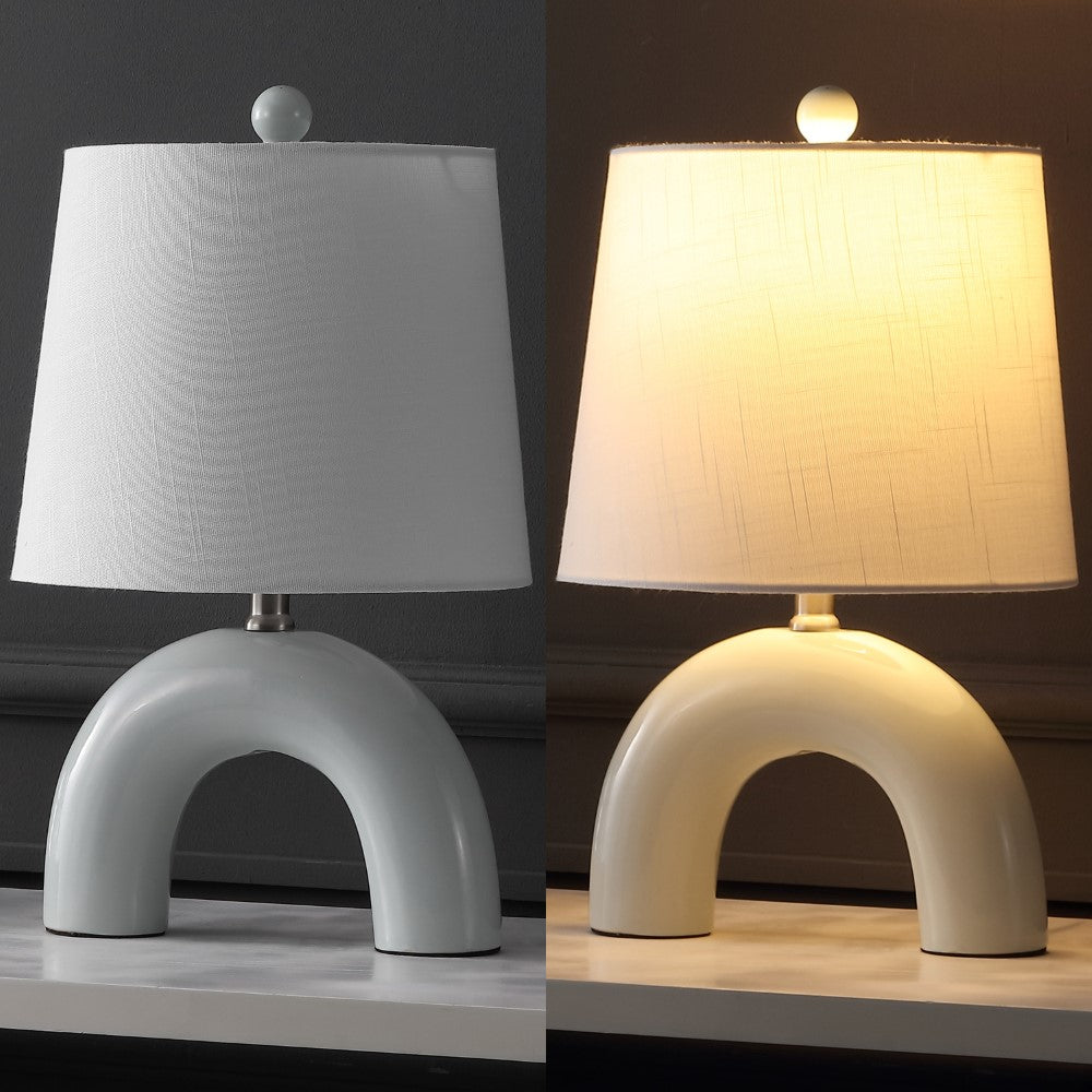 Nova 17.75" Scandinavian Minimalist Ceramic Arch LED Table Lamp Set 2