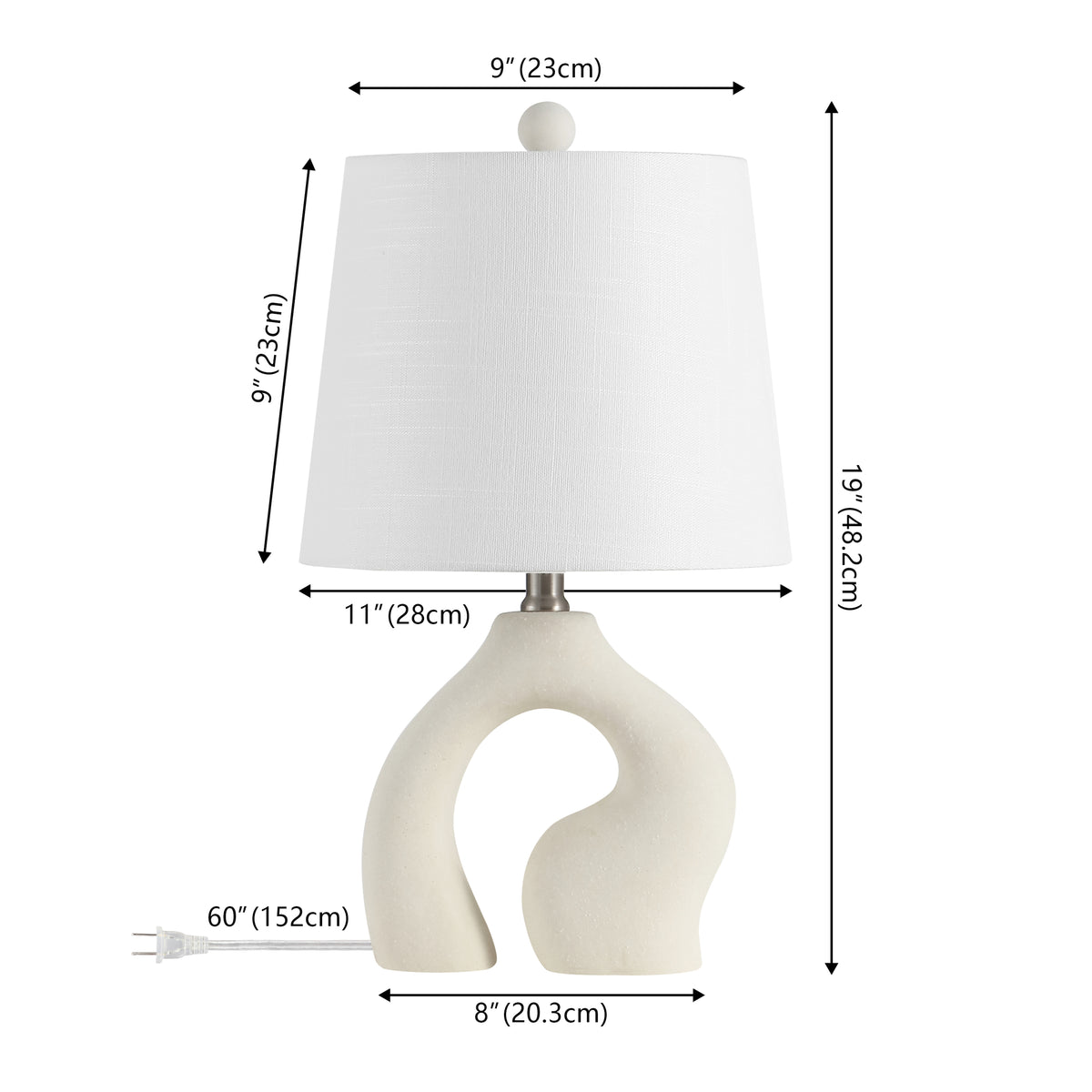 Orion 19" Scandinavian Minimalist Ceramic Arch LED Table Lamp Set 2