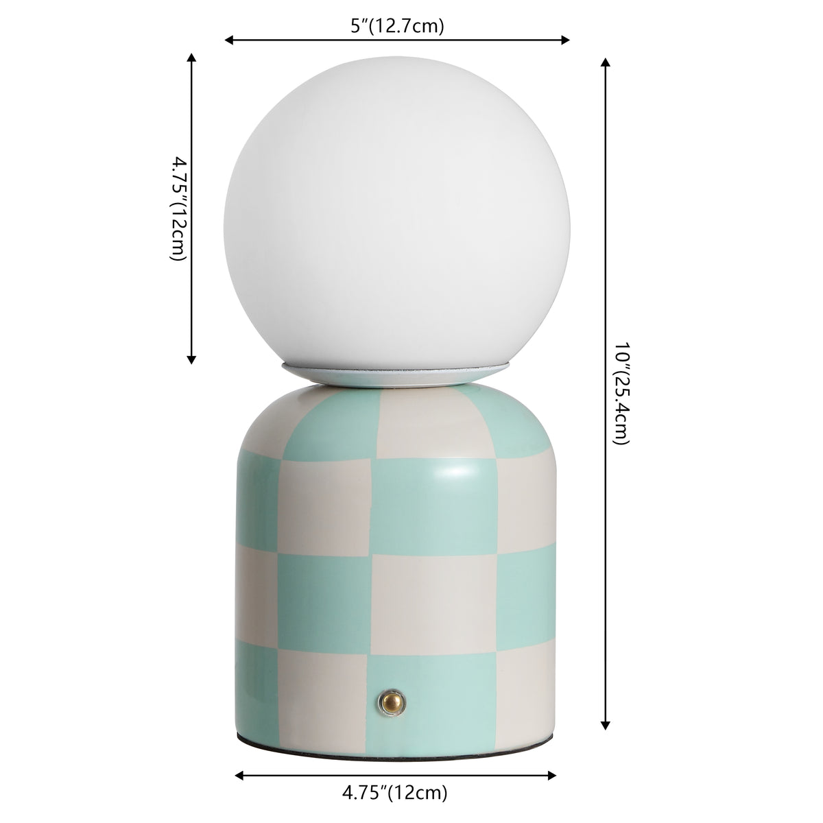 Zira 10" Modern Checkerboard Ceramic Rechargeable Cordless Integrated Portable Dimmable with Frosted Globe Shade LED Table Lamp