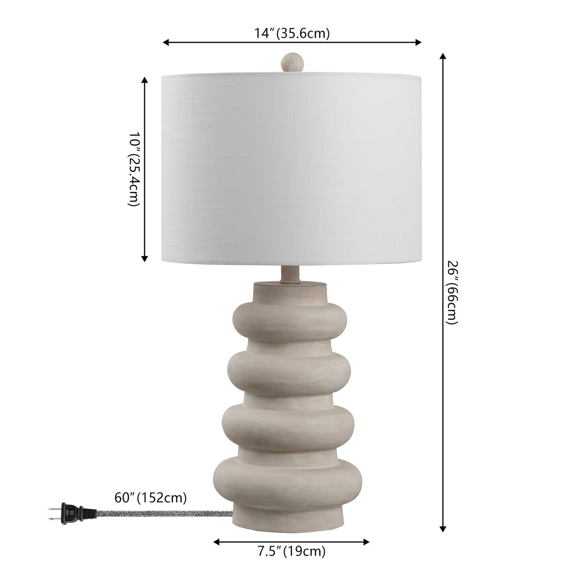 Maple 26" Modern Minimalist Resin Stacked Ovoid LED Lamp