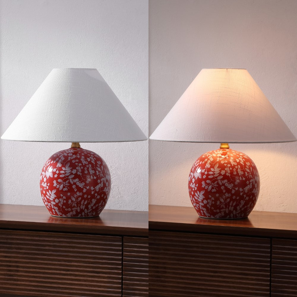 Elixor 17.25" Modern Cottage Floral Ceramic Globe LED Table Lamp