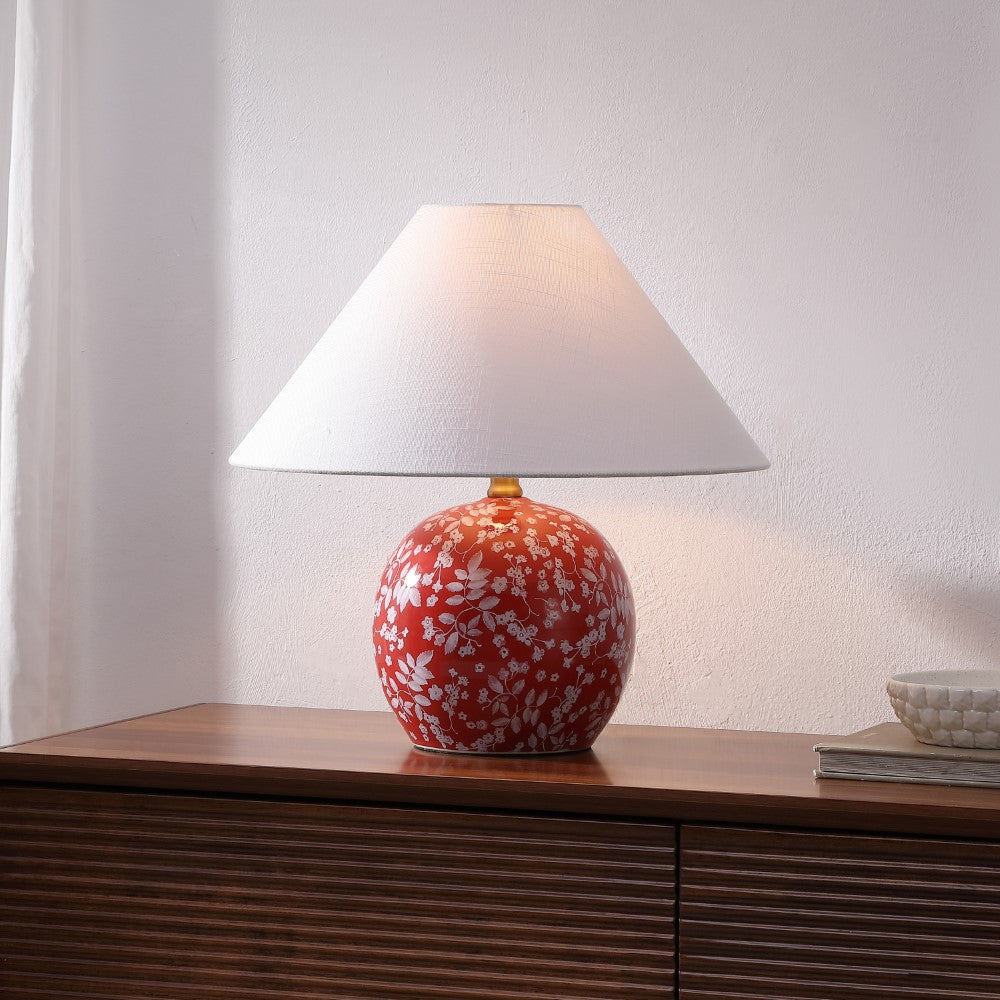 Elixor 17.25" Modern Cottage Floral Ceramic Globe LED Table Lamp