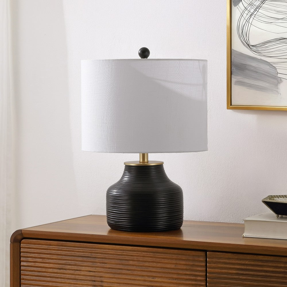 Malone 20" Modern Transitional Ribbed Tapered Ginger Jar Resin/Metal LED Table Lamp