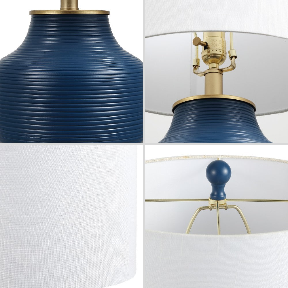 Malone 20" Modern Transitional Ribbed Tapered Ginger Jar Resin/Metal LED Table Lamp