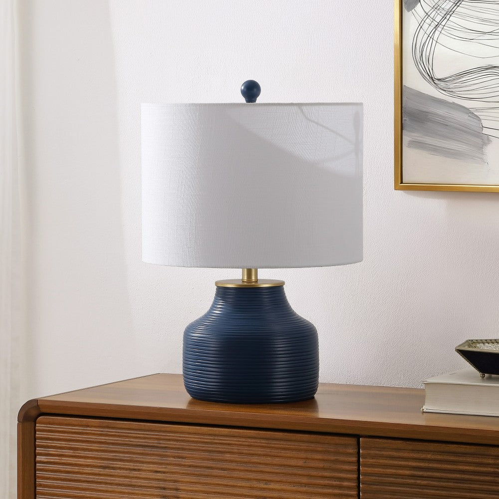 Malone 20" Modern Transitional Ribbed Tapered Ginger Jar Resin/Metal LED Table Lamp