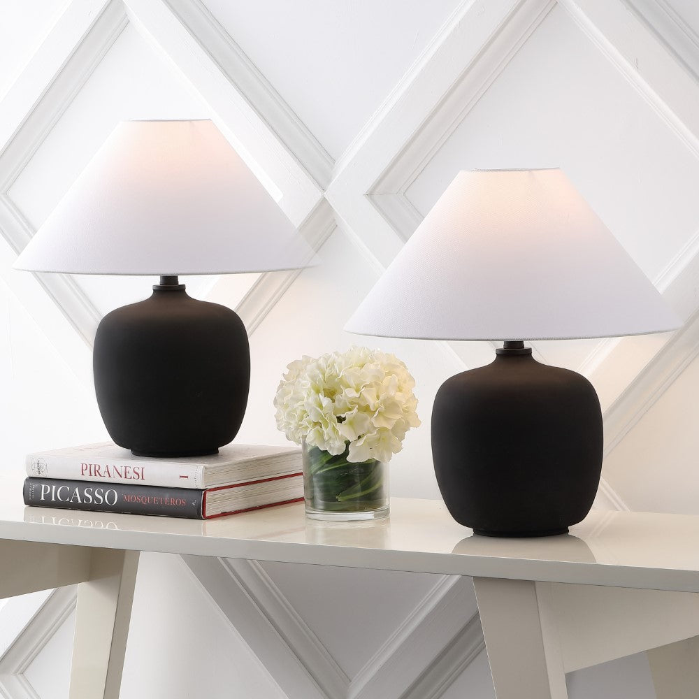 Meadow 18.25" Minimalist Scandinavian Resin/Iron LED Table Lamp Set 2