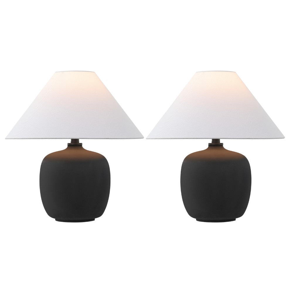 Meadow 18.25" Minimalist Scandinavian Resin/Iron LED Table Lamp Set 2