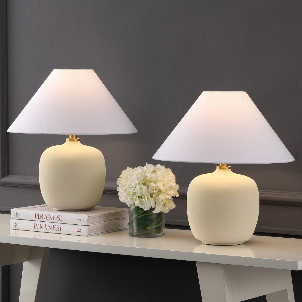 Meadow 18.25" Minimalist Scandinavian Resin/Iron LED Table Lamp Set 2
