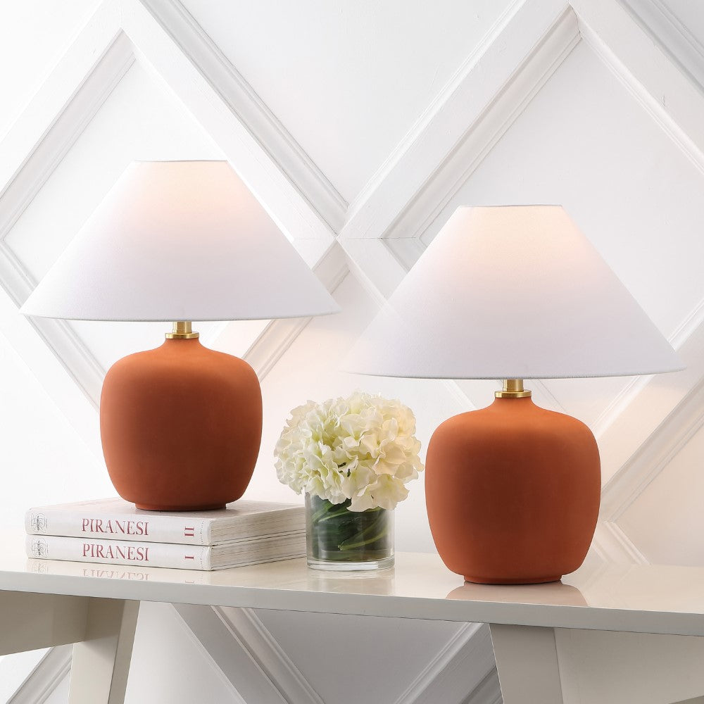 Meadow 18.25" Minimalist Scandinavian Resin/Iron LED Table Lamp Set 2