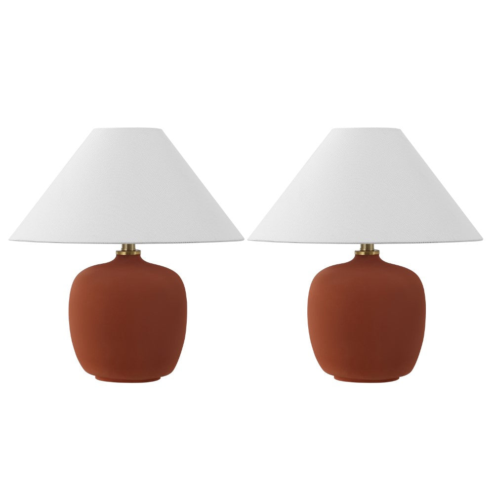 Meadow 18.25" Minimalist Scandinavian Resin/Iron LED Table Lamp Set 2