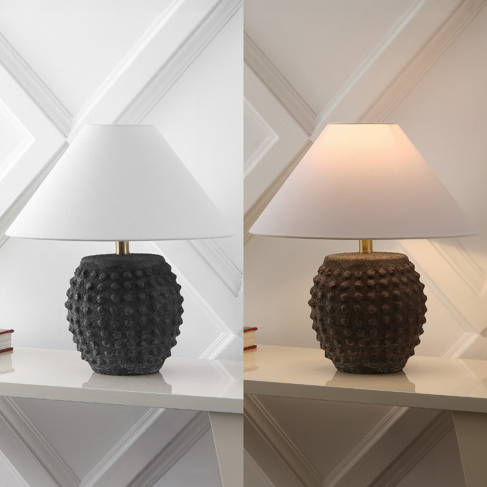Willow 18.25" Minimalist Scandinavian Ceramic/Iron Hobnail LED Table Lamp Set 2