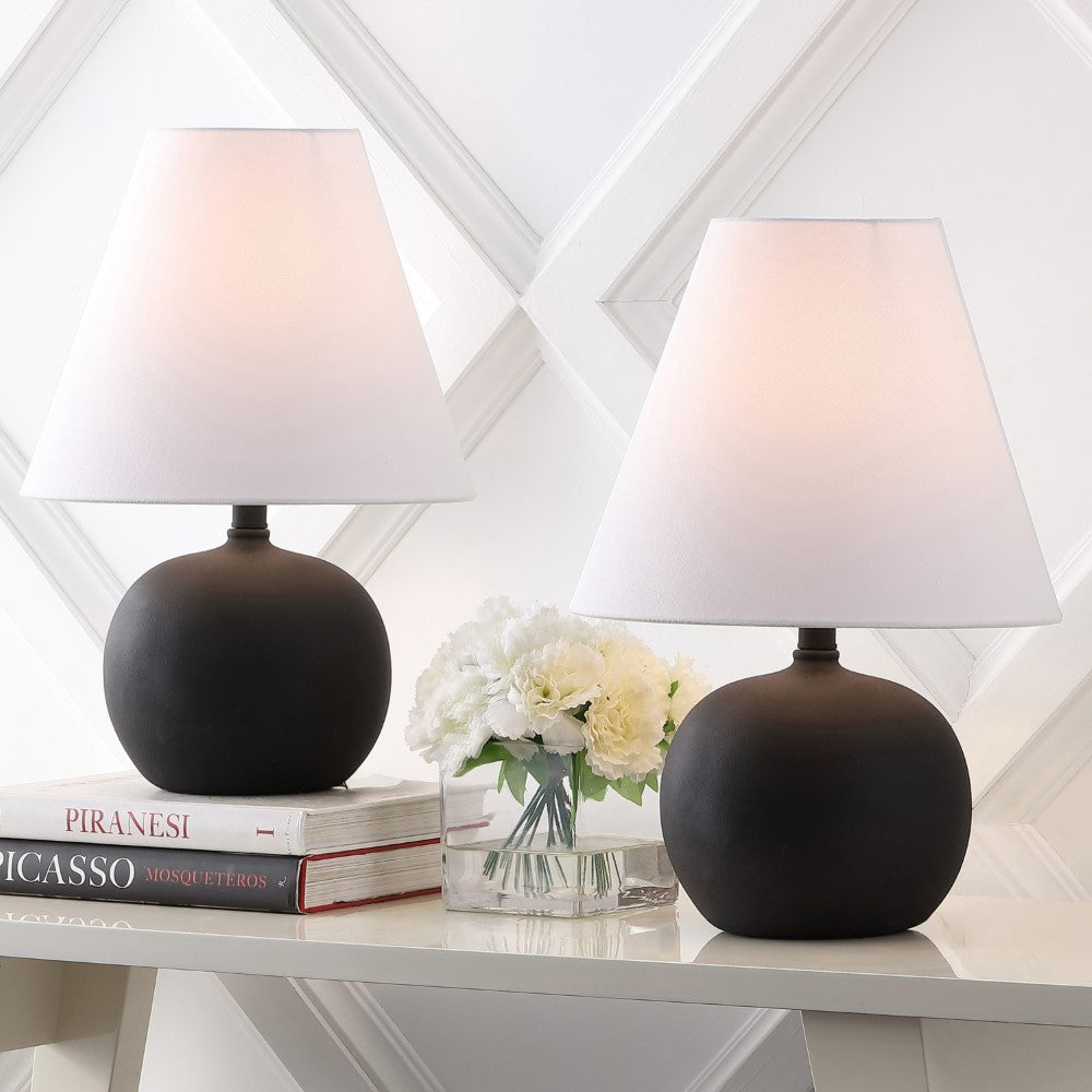 Aster 18.25" Minimalist Scandinavian Resin/Iron Gourd LED Table Lamp Set 2