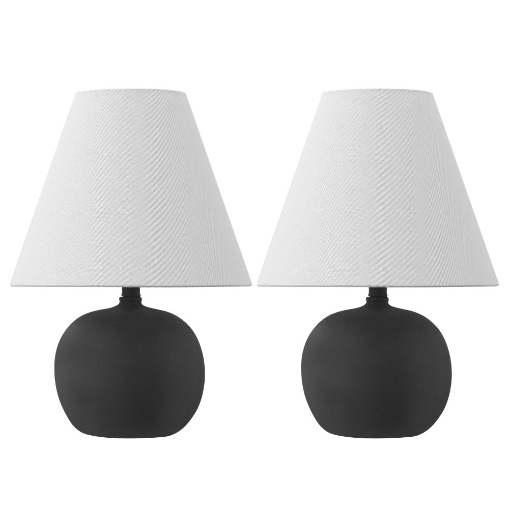 Aster 18.25" Minimalist Scandinavian Resin/Iron Gourd LED Table Lamp Set 2