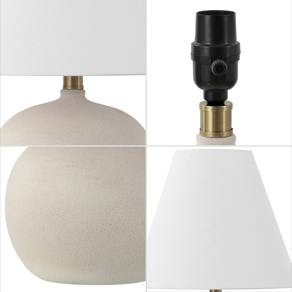 Aster 18.25" Minimalist Scandinavian Resin/Iron Gourd LED Table Lamp Set 2