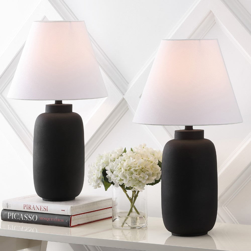 Briar 24.5" Minimalist Scandinavian Resin/Iron Ginger Jar LED Table Lamp Set 2