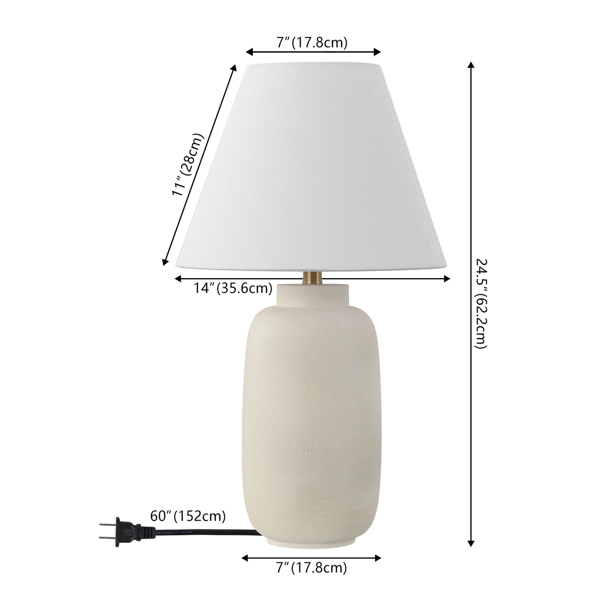 Briar 24.5" Minimalist Scandinavian Resin/Iron Ginger Jar LED Table Lamp Set 2