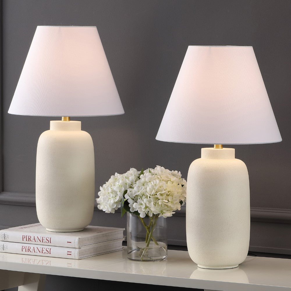 Briar 24.5" Minimalist Scandinavian Resin/Iron Ginger Jar LED Table Lamp Set 2