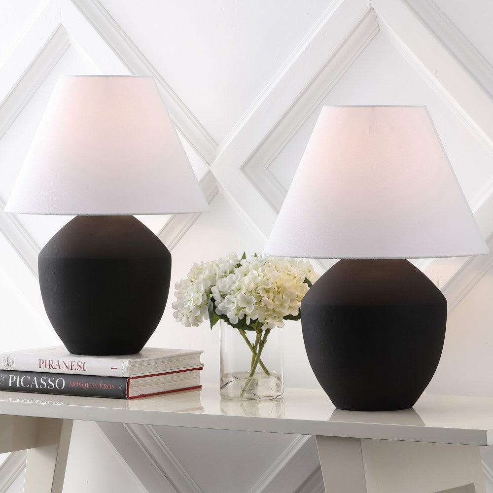 Hawk 20.5" Minimalist Scandinavian Resin/Iron LED Table Lamp Set 2