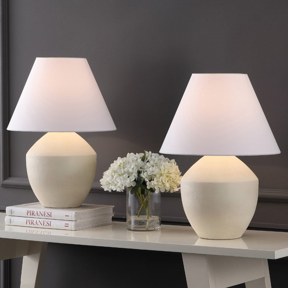 Hawk 20.5" Minimalist Scandinavian Resin/Iron LED Table Lamp Set 2
