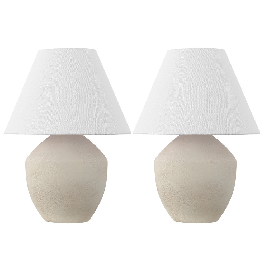 Hawk 20.5" Minimalist Scandinavian Resin/Iron LED Table Lamp Set 2