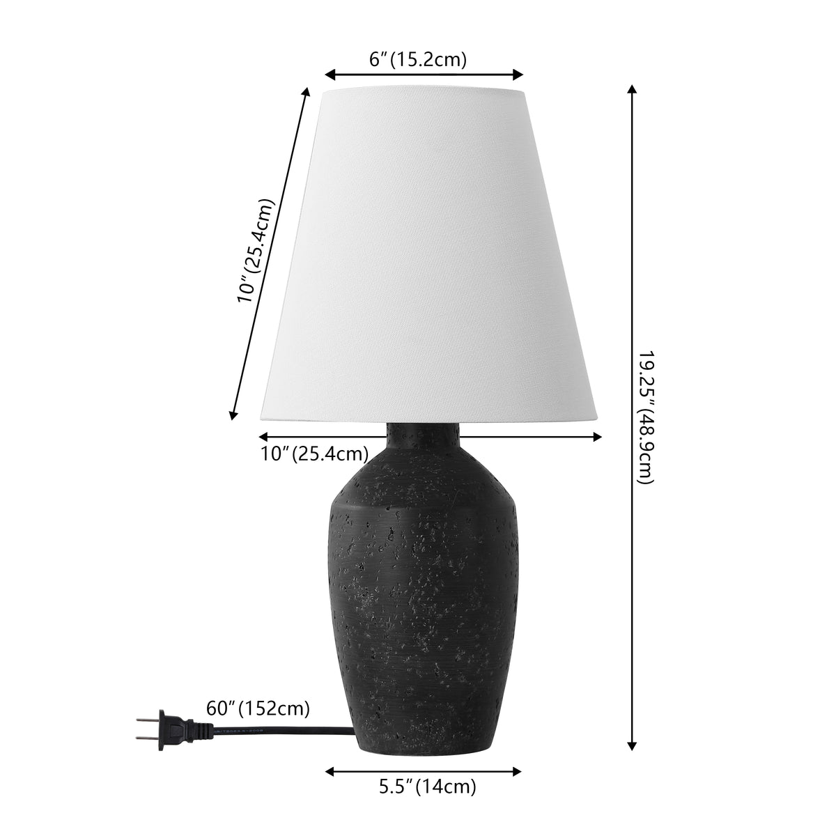 Adeline 19.5" Minimalist Scandinavian Concrete Effect Resin/Iron Ginger Jar LED Table Lamp Set 2
