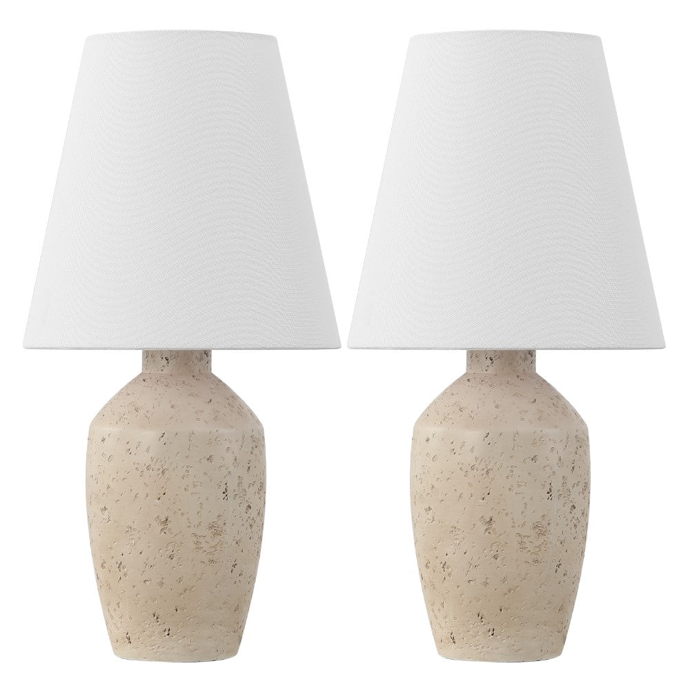 Adeline 19.5" Minimalist Scandinavian Concrete Effect Resin/Iron Ginger Jar LED Table Lamp Set 2