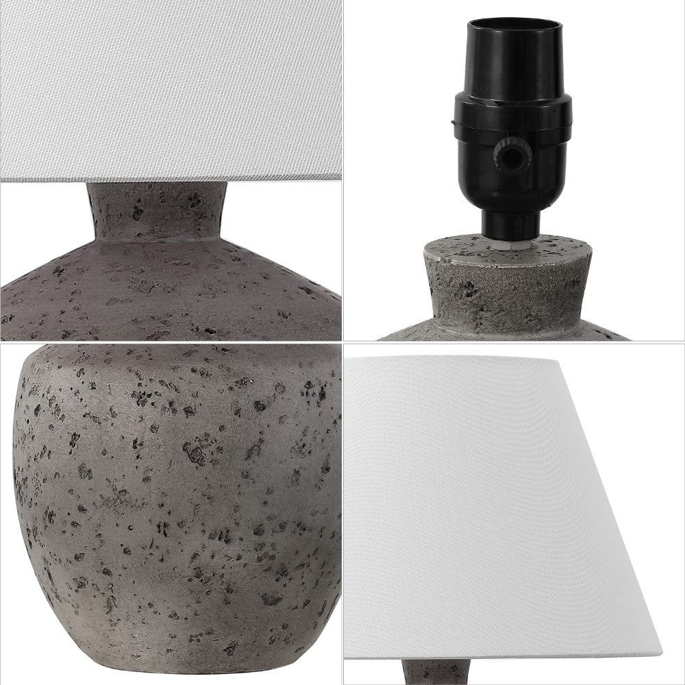Dahlia 18" Minimalist Scandinavian Concrete Effect Resin/Iron LED Table Lamp Set 2