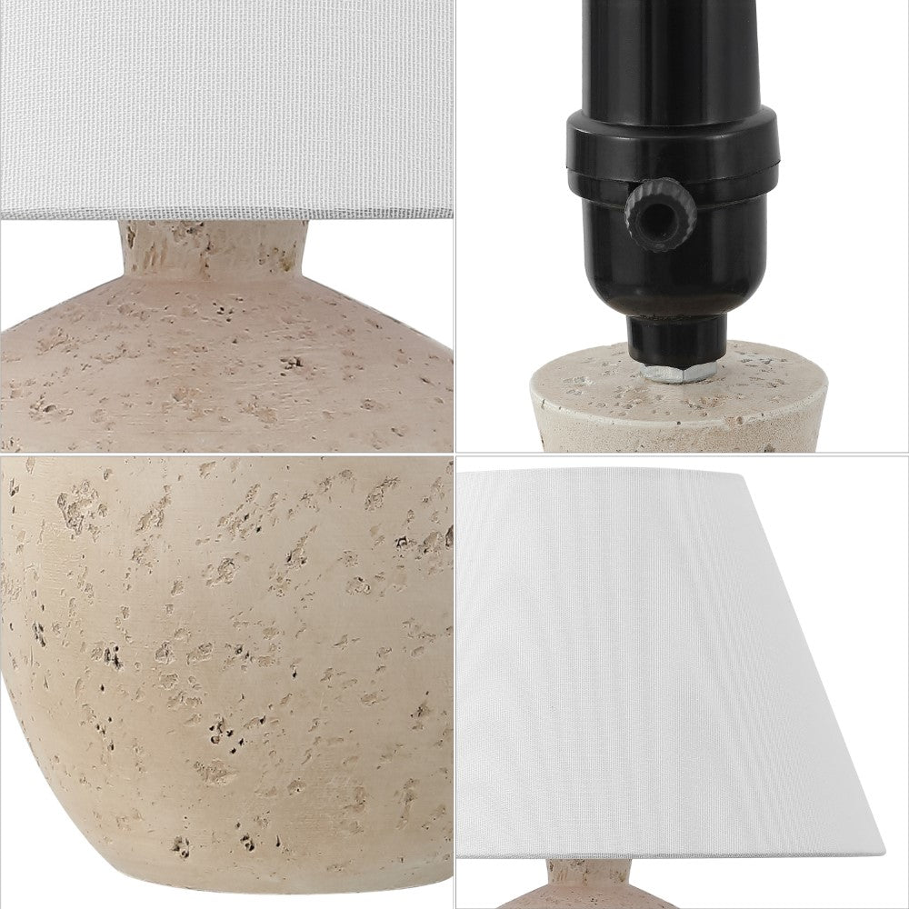 Dahlia 18" Minimalist Scandinavian Concrete Effect Resin/Iron LED Table Lamp Set 2