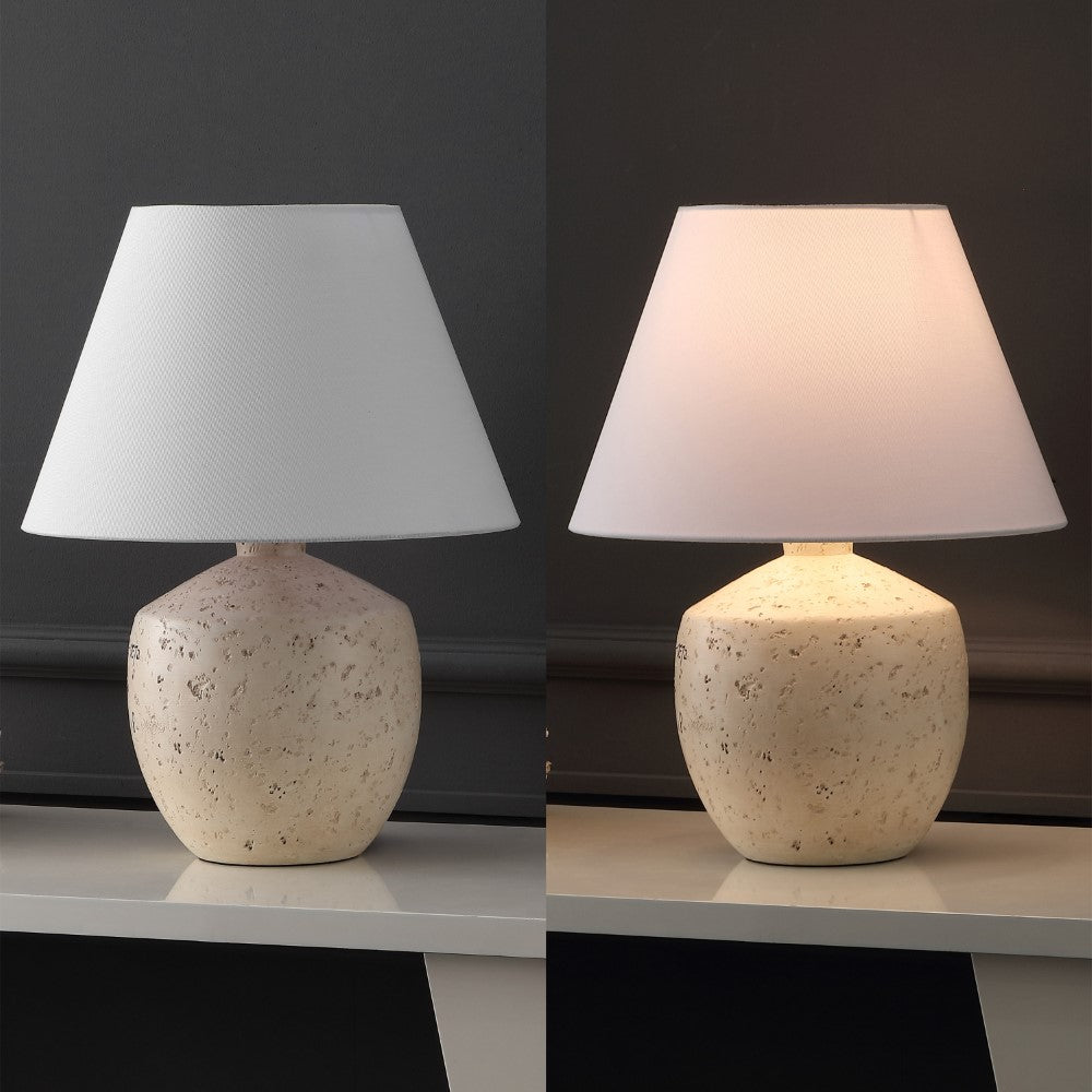 Dahlia 18" Minimalist Scandinavian Concrete Effect Resin/Iron LED Table Lamp Set 2