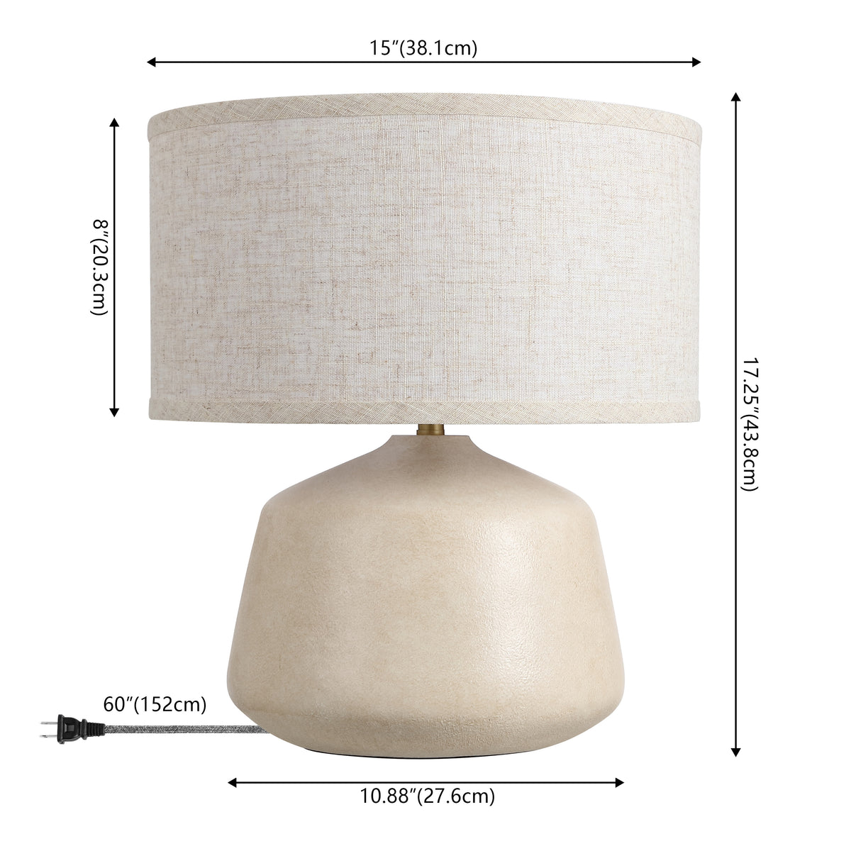 Mikel 17.25" Organic Modern Tapered Sculptural Textured Ceramic-Look Resin LED Table Lamp