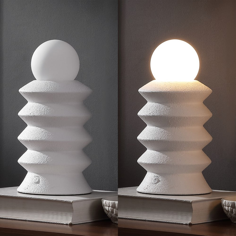 Onyx 13" Modern Scandinavian Ceramic/Glass Geometric Integrated LED Table Lamp, Set of 2