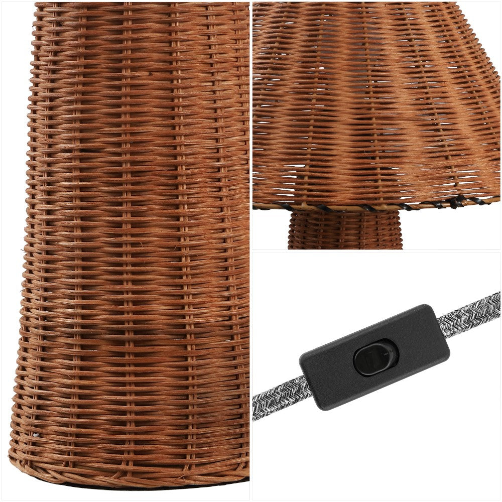Phoenix 26.5" Modern Coastal Woven Rattan Tapered Cylinder LED Table Lamp