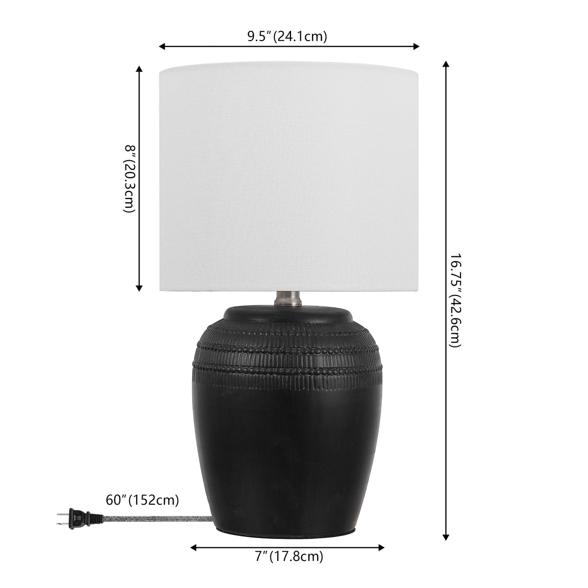 Fawn 16.75" Traditional Rustic Reeded Ceramic Vase LED Table Lamp, Set of 2
