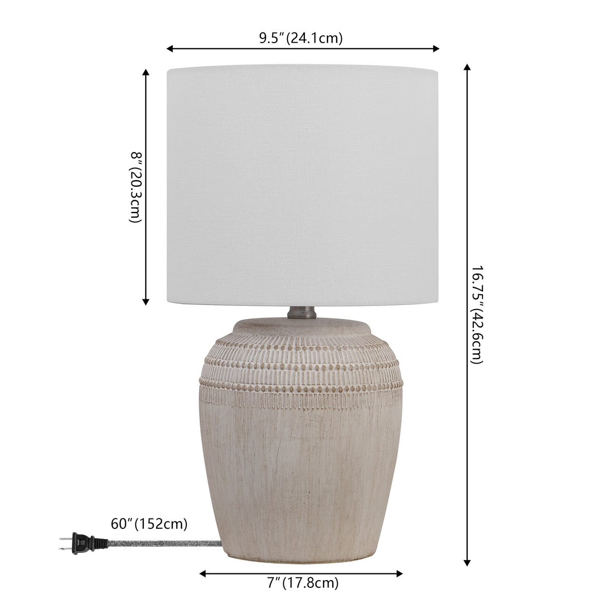 Fawn 16.75" Traditional Rustic Reeded Ceramic Vase LED Table Lamp, Set of 2