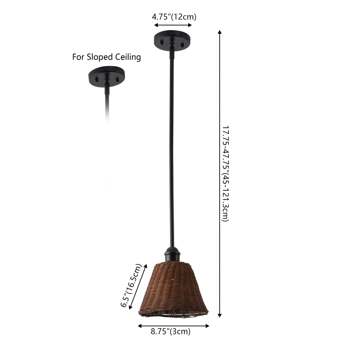 Larkspur 1-Light Coastal Bohemian Metal and Woven Rattan LED Pendant Light
