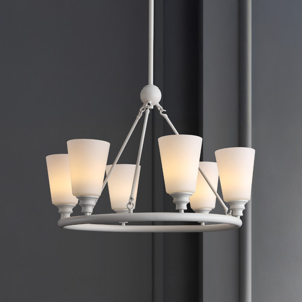 Wisteria 27.5" 6-Light Modern Minimalist Iron/Glass LED Chandelier