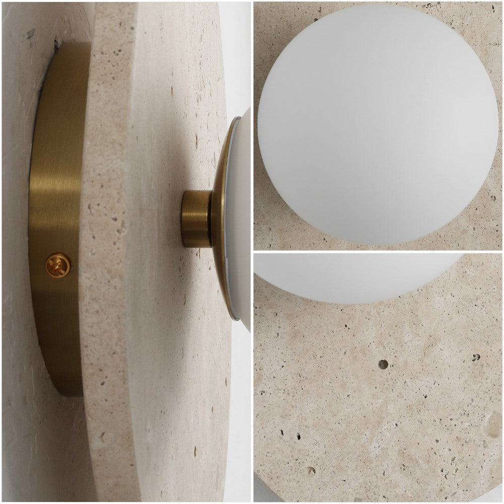 Coral 12" Modern Minimalist 1-Light Ovoid Travertine LED Wall Sconce