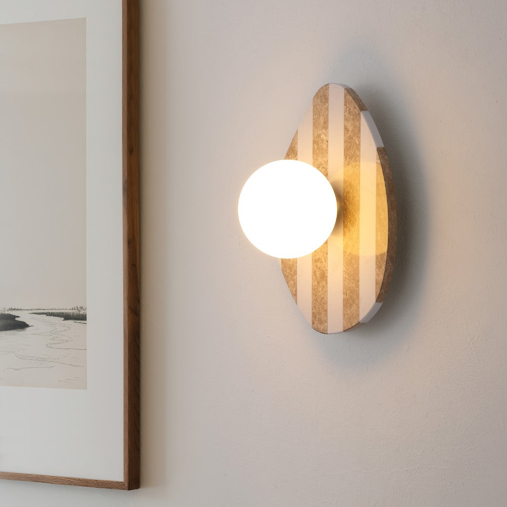 Coral 12" Modern Minimalist 1-Light Ovoid Travertine LED Wall Sconce