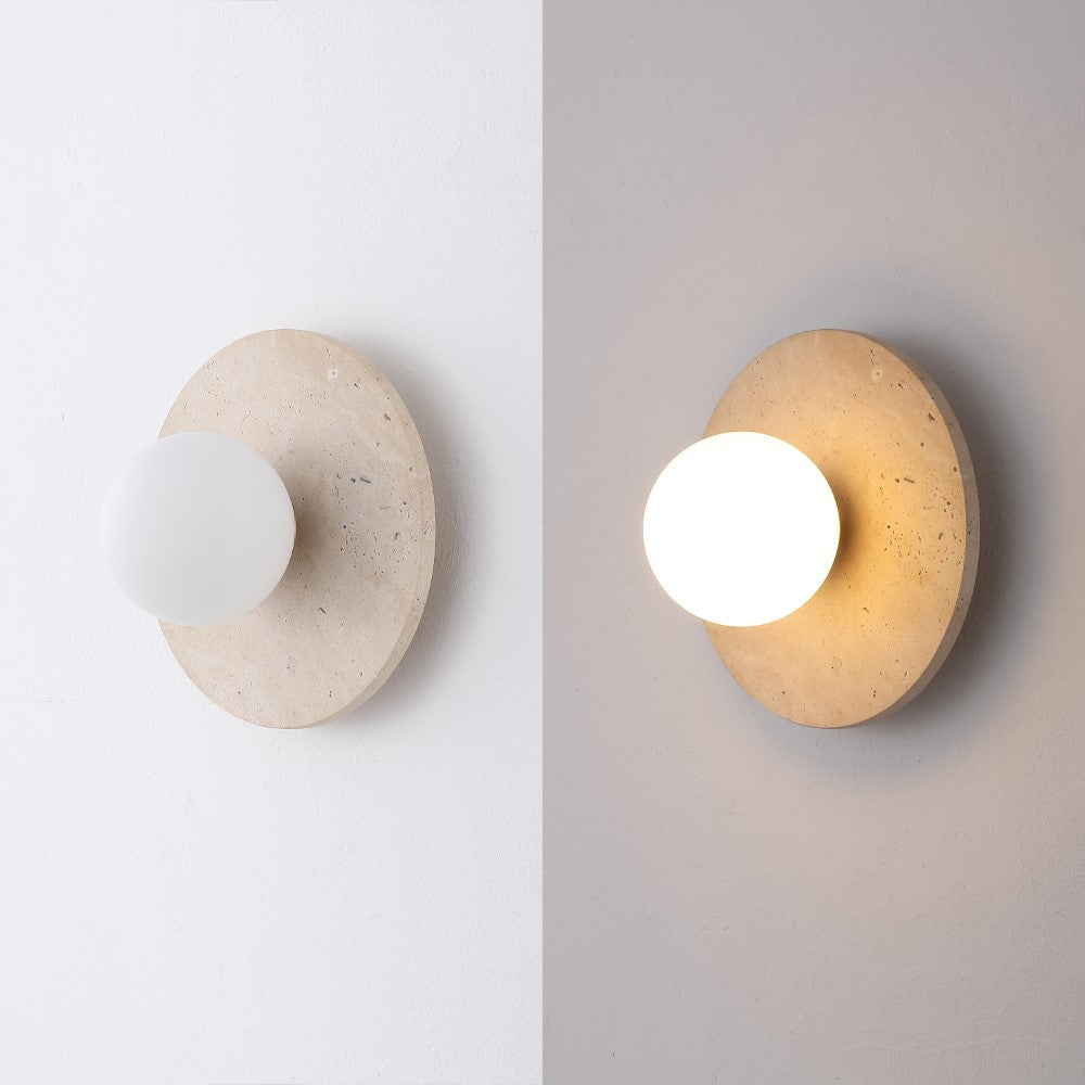 Coral 12" Modern Minimalist 1-Light Ovoid Travertine LED Wall Sconce