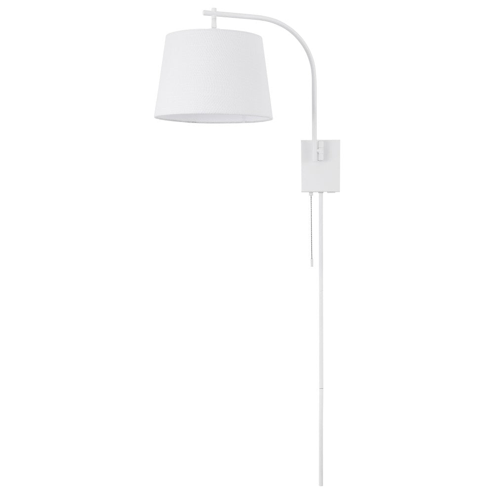 Solaris 22.5" Mid-Century Modern Plug-In or Hardwired Iron LED Gooseneck Swing Arm Wall Sconce with Pull-Chain and USB Charging Port