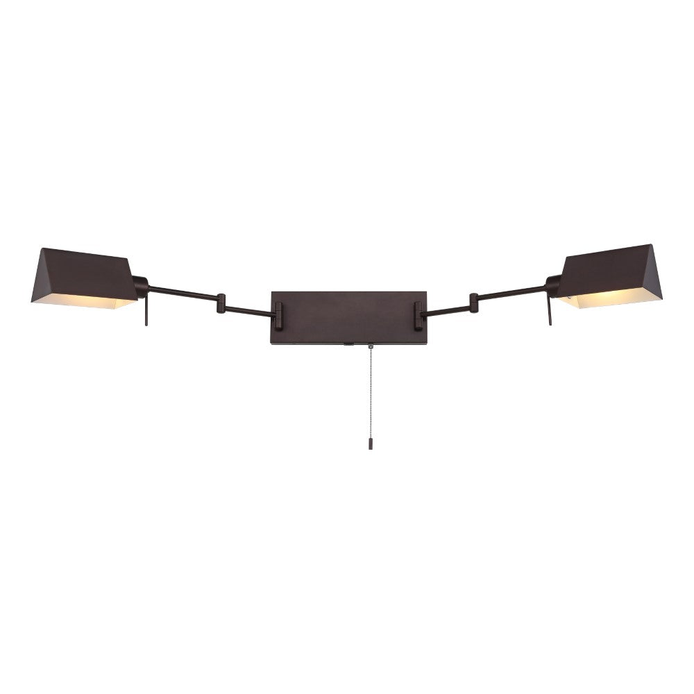 Davis Farmhouse Industrial Single Swing Arm Plug-In or Hardwired Iron LED Wall Sconce with Pull-Chain