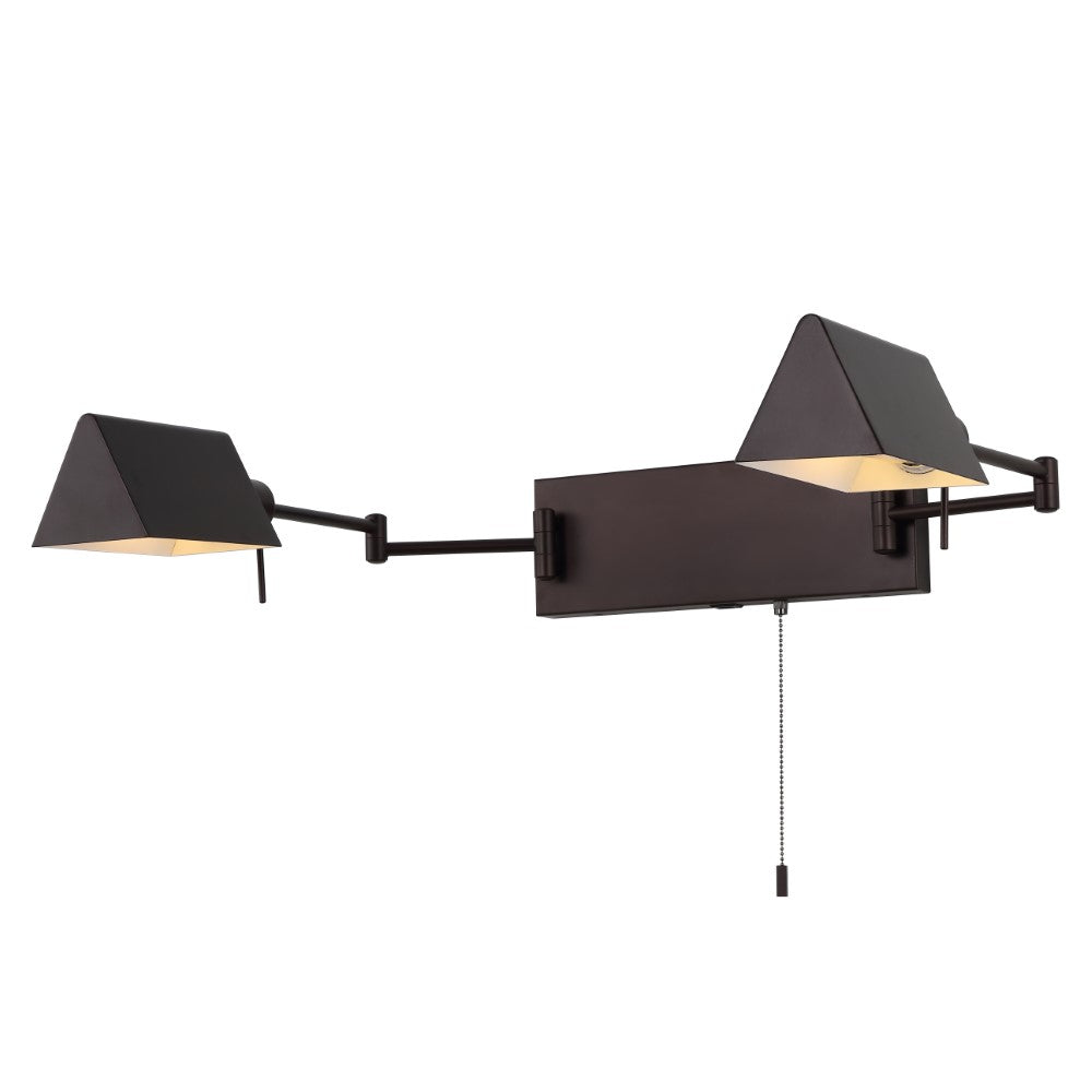 Davis Farmhouse Industrial Single Swing Arm Plug-In or Hardwired Iron LED Wall Sconce with Pull-Chain
