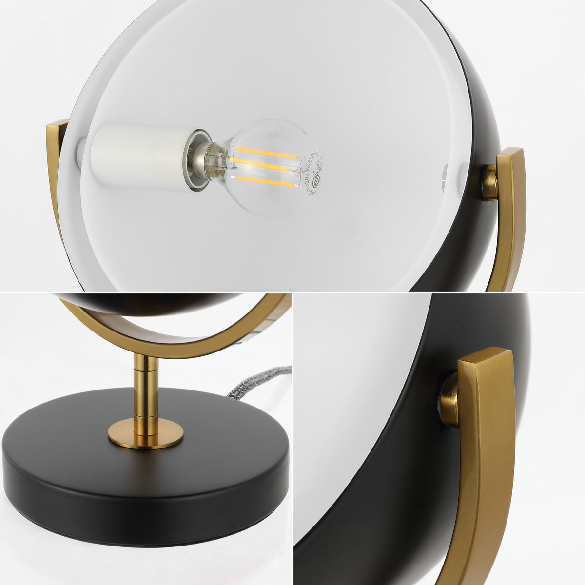 Brian 12" Vintage Classic Metal/Acrylic Adjustable Orb LED Floor Spotlight